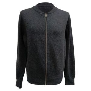 Mr. P. Knitted Zip-Up Cardigan in Grey Cashmere